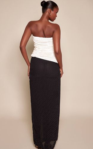 Black Jupe Longue Plissée À Mini Pois | Taille 42 - PrettyLittleThing - Modalova