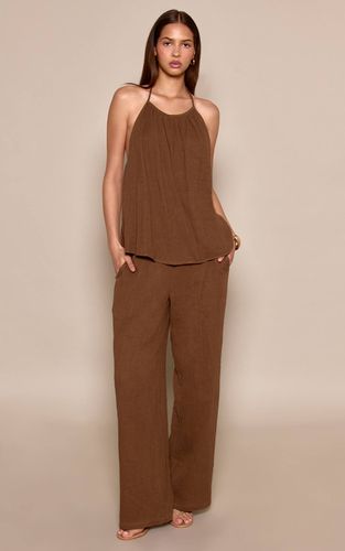 Khaki Ensemble Pantalon Large Coordonné Aspect Lin Texturé | Taille 42 - PrettyLittleThing - Modalova