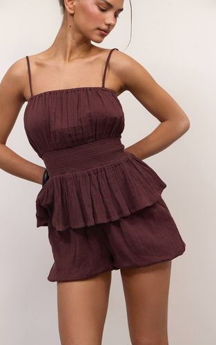 Brown Short Ample En Gaze Texturée Ensemble Coordonné | Taille 42 - PrettyLittleThing - Modalova