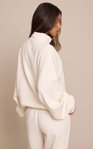 Cream Sweatshirt Petite Col Montant Avec Zip Latéral | Taille Medium - PrettyLittleThing - Modalova