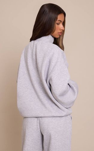 Ash Grey Sweatshirt Petite Col Montant Avec Zip Latéral | Taille Medium - PrettyLittleThing - Modalova