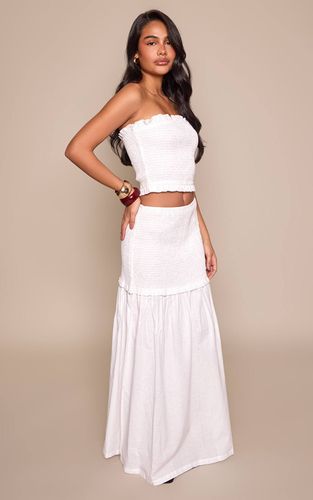 White Jupe Longue Coordonnée À Fronces Avec Empiècement Contrasté | Taille 32 - PrettyLittleThing - Modalova