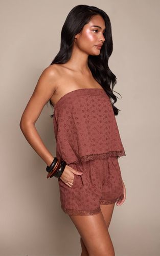 Brown Short Fluide En Broderie Anglaise Ensemble Coordonné | Taille 32 - PrettyLittleThing - Modalova