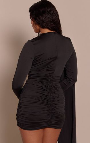 Black Robe Moulante Mini Avec Détail Cape Drapée Sculptante | Taille 42 - PrettyLittleThing - Modalova