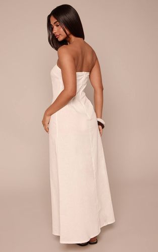 White Robe Fourreau Bandeau Effet Lin Petite | Taille 36 - PrettyLittleThing - Modalova