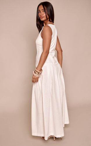 White Robe Maxi À Taille Basse Boutonnée Aspect Lin Petite | Taille 34 - PrettyLittleThing - Modalova