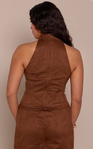 Brown Haut Col Montant En Synthétique Avec Coutures Devant Shape | Taille 42 - PrettyLittleThing - Modalova