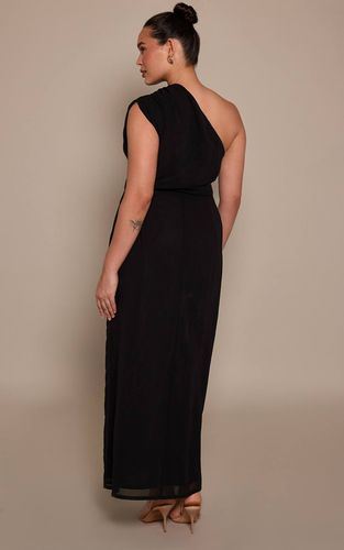 Black Robe Maxi Grande Taille Drapée Asymétrique | Taille 44 - PrettyLittleThing - Modalova