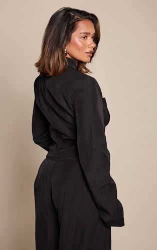 Black Veste Cintrée À Col Montant Avec Détails Boutonnés | Taille 36 - PrettyLittleThing - Modalova