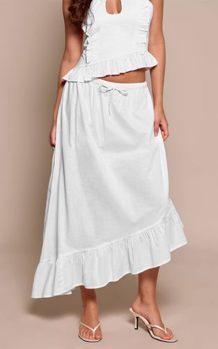 White Jupe Longue Étagée À Volants Coordonnée | Taille 42 - PrettyLittleThing - Modalova