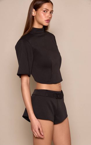 Black Short Taille Basse À Détail Boutonné | Taille 42 - PrettyLittleThing - Modalova