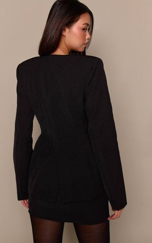 Black Blazer Structuré En Tissu Tissé | Taille 42 - PrettyLittleThing - Modalova