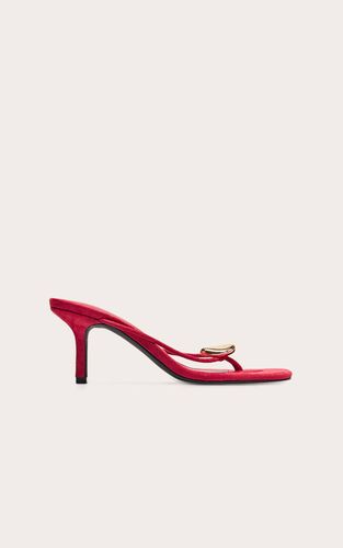 Deep Red Mules À Talons Tong Avec Finition Dorée | Taille 38 - PrettyLittleThing - Modalova