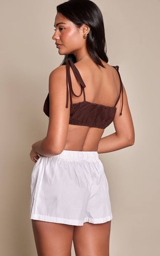 White Short Ample En Coton Avec Cordon De Serrage | Taille 42 - PrettyLittleThing - Modalova