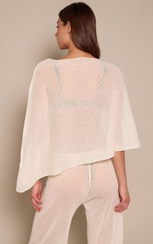 Cream Haut Poncho Drapé En Maille Transparente | Taille Medium - PrettyLittleThing - Modalova