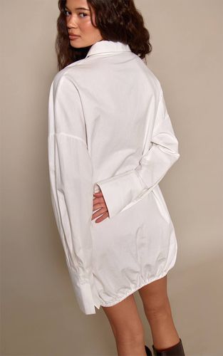 White Robe Bouffante En Popeline De Coton À Manches Longues | Taille 32 - PrettyLittleThing - Modalova