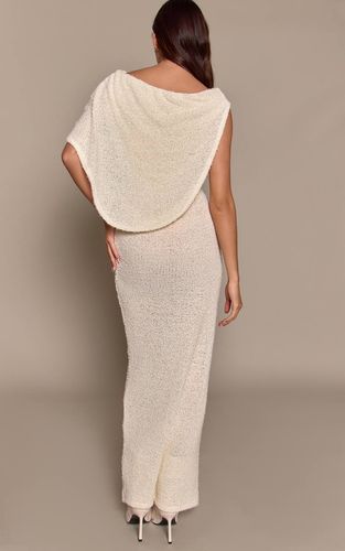 Cream Robe Longue Sans Manches Texturée À Détail Cape | Taille 42 - PrettyLittleThing - Modalova