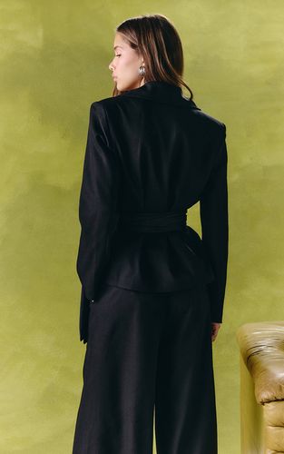Black Ensemble Coordonné Blazer Ceinturé Satiné Oversize Tissé | Taille 42 - PrettyLittleThing - Modalova