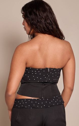 Black Top Bandeau Coordonné À Détail Pois Shape | Taille 42 - PrettyLittleThing - Modalova
