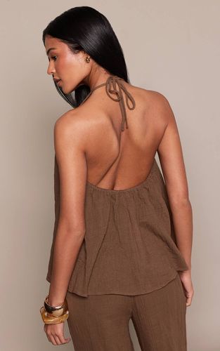 Khaki Haut Ample Texturé Effet Lin Ensemble Coordonné Tall | Taille 42 - PrettyLittleThing - Modalova