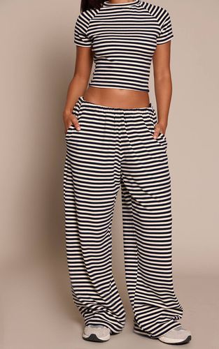 Multi Pantalon De Jogging Droit En Molleton Doux À Rayures Petite | Taille Small - PrettyLittleThing - Modalova
