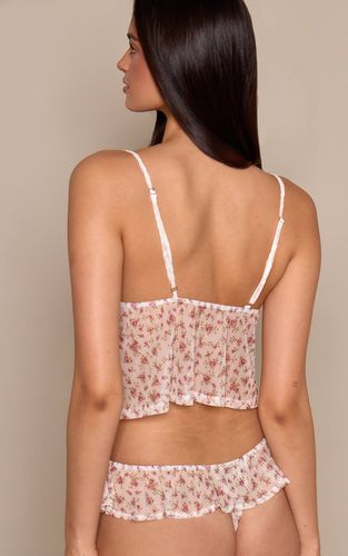 Ensemble Pyjama Caraco Fluide À Buste En Dentelle Fleurie Ditsy Et Short À Volants | Taille Medium - PrettyLittleThing - Modalova