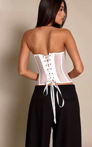 White Corset Structuré En Résille À Lacets | Taille 42 - PrettyLittleThing - Modalova