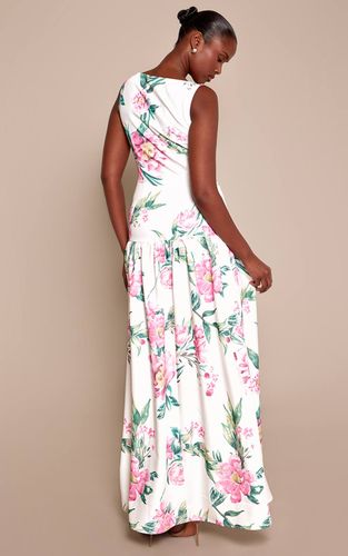 Cream Floral Robe Maxi À Taille Basse Avec Boutons En Tissu Tissé | Taille 32 - PrettyLittleThing - Modalova
