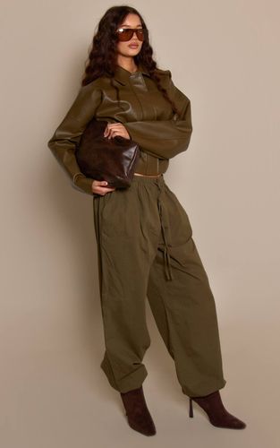 Khaki Pantalon Ballon En Coton Avec Cordon De Serrage | Taille 42 - PrettyLittleThing - Modalova