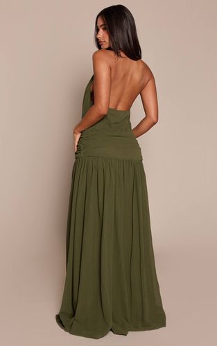 Olive Robe Maxi Fluide En Mousseline Froncée À Taille Cache-cœur Petite | Taille 32 - PrettyLittleThing - Modalova