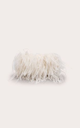 White Pochette À Bordure De Plumes - PrettyLittleThing - Modalova