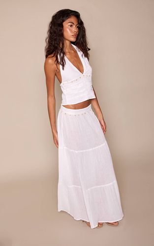 White Jupe Longue En Coton À Détails Sequins Coordonnée | Taille 42 - PrettyLittleThing - Modalova