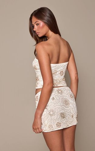 Cream Haut Bandeau Perlé En Mesh Coordonné | Taille 42 - PrettyLittleThing - Modalova