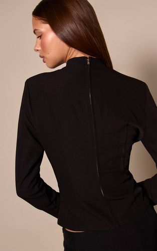 Black Haut Ajusté À Détail Encolure Goutte D'eau Avec Finitions | Taille 42 - PrettyLittleThing - Modalova