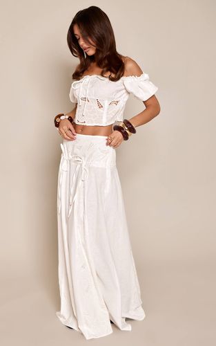 White Jupe Longue Coordonnée Avec Détail Nœud Brodé | Taille 42 - PrettyLittleThing - Modalova