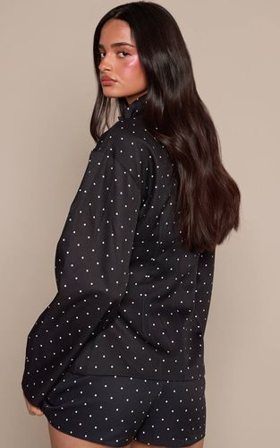 Black Veste Ajustée À Manches Cocon À Pois | Taille 42 - PrettyLittleThing - Modalova