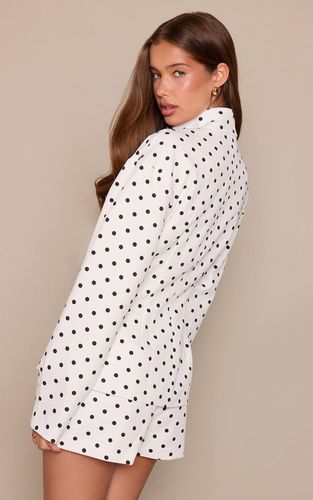 White Veste Ajustée À Manches Cocon À Pois | Taille 42 - PrettyLittleThing - Modalova