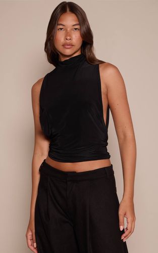 Black Haut Long À Double Couche Slinky Avec Découpes Latérales | Taille 42 - PrettyLittleThing - Modalova