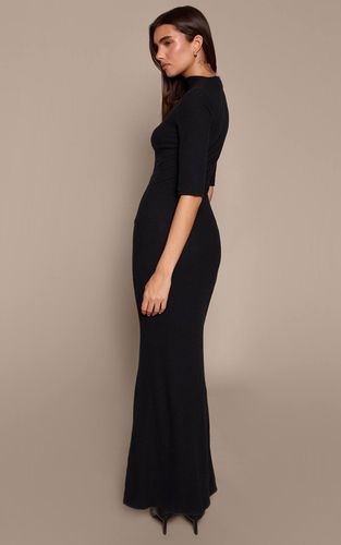 Black Robe Moulante Côtelée À Col Montant Et Manches Courtes | Taille 34 - PrettyLittleThing - Modalova