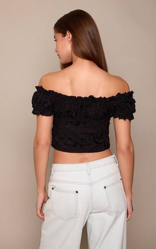 Black Haut Bardot En Coton Brodé | Taille 42 - PrettyLittleThing - Modalova