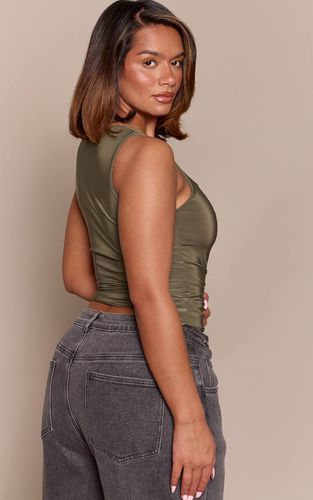 Khaki Haut Shape Col Carré En Tissu Slinky | Taille 36 - PrettyLittleThing - Modalova