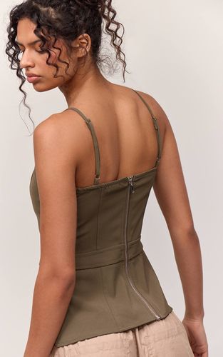 Khaki Top Corset Tissé Avec Détails Cargo | Taille 42 - PrettyLittleThing - Modalova