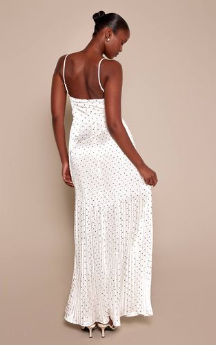 White Robe Longue À Pois Col V | Taille 42 - PrettyLittleThing - Modalova