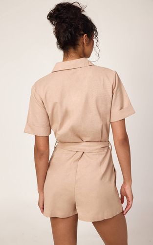 Combi-short Cargo Aspect Lin Avec Ceinture À Nouer À La Taille | Taille 32 - PrettyLittleThing - Modalova
