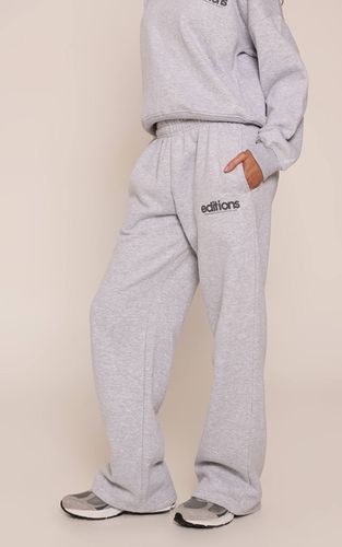 Grey Marl Jogging Droit Imprimé Editions | Taille XS - PrettyLittleThing - Modalova