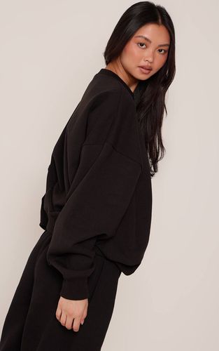 Black Sweat-shirt Surdimensionné À Manches Ballon En Jersey Interlock | Taille Small - PrettyLittleThing - Modalova