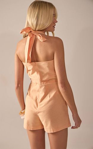 Peach Combinaison Short Col Licou Aspect Lin | Taille 42 - PrettyLittleThing - Modalova