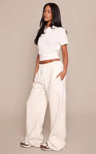 Cream Jogging Tall À Jambes Larges Avec Cordon De Serrage | Taille 44 - PrettyLittleThing - Modalova