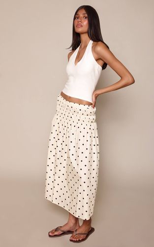 Lemon Jupe Midi Taille Basse Froncée En Coton À Pois | Taille 44 - PrettyLittleThing - Modalova