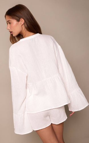 White Ensemble Blouse En Gaze De Coton Avec Nœud Devant | Taille 34 - PrettyLittleThing - Modalova